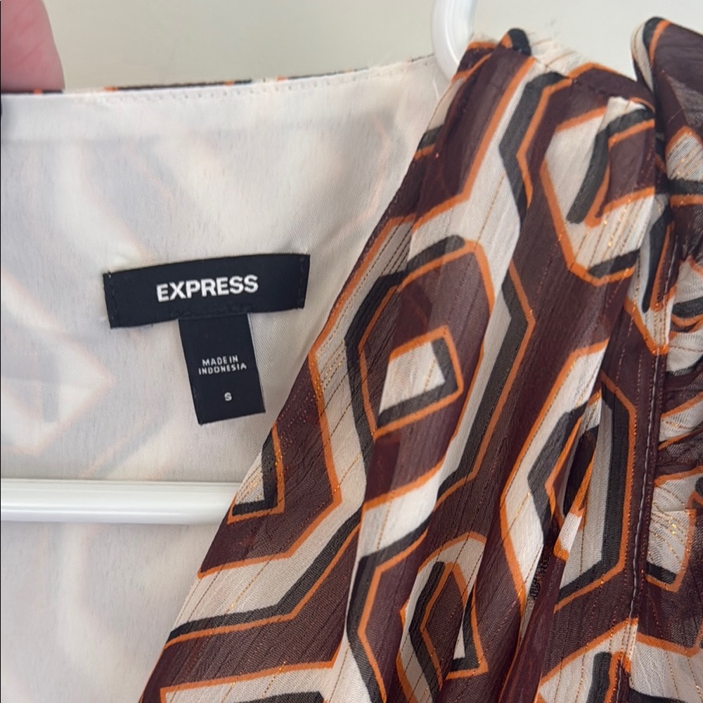 Express Brown Geometric Patterned Skort - image 3